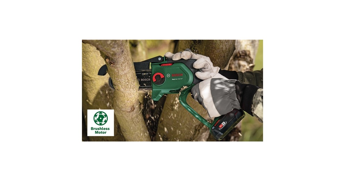 Bosch Akku-Kettensäge EasyChain 18V-15-7, 18Volt, Elektro-Kettensäge(grün/schwarz, Li-Ionen Akku 2,5Ah, POWER FOR ALL ALLIANCE)