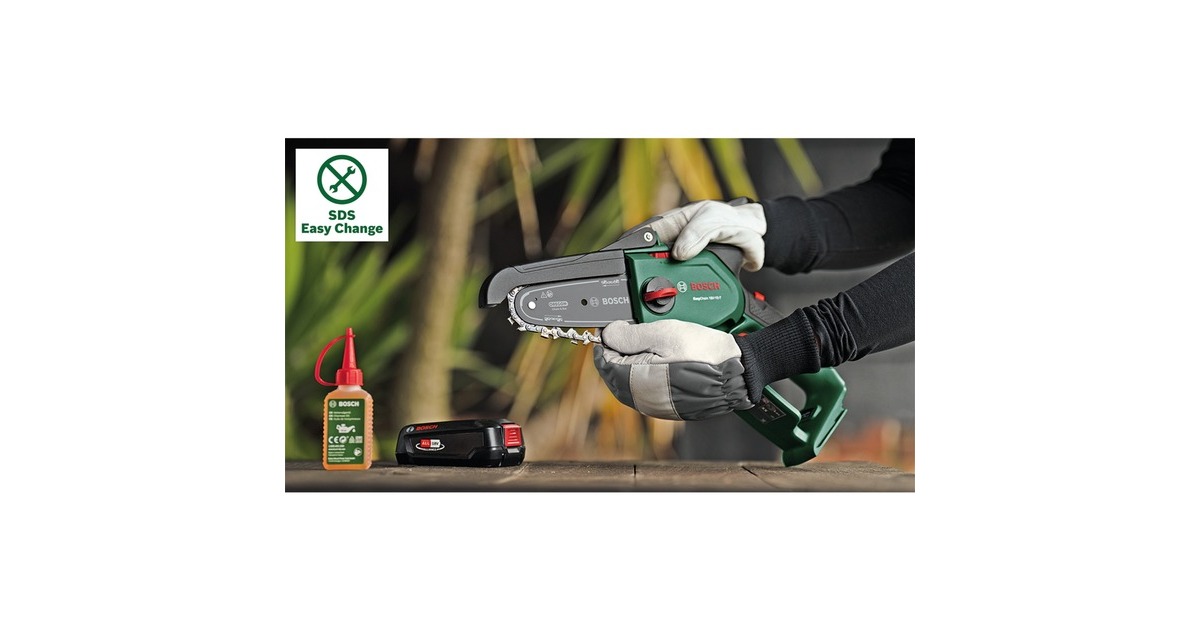 Bosch Akku-Kettensäge EasyChain 18V-15-7, 18Volt, Elektro-Kettensäge(grün/schwarz, Li-Ionen Akku 2,5Ah, POWER FOR ALL ALLIANCE)