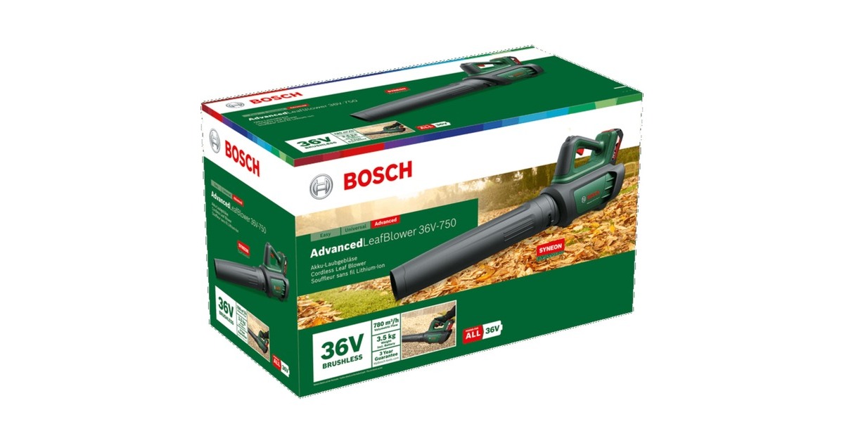 Bosch Akku-Laubbläser Advanced LeafBlower 36V-750, Laubgebläse(grün/schwarz, Li-Ionen Akku 2,0Ah, POWER FOR ALL)