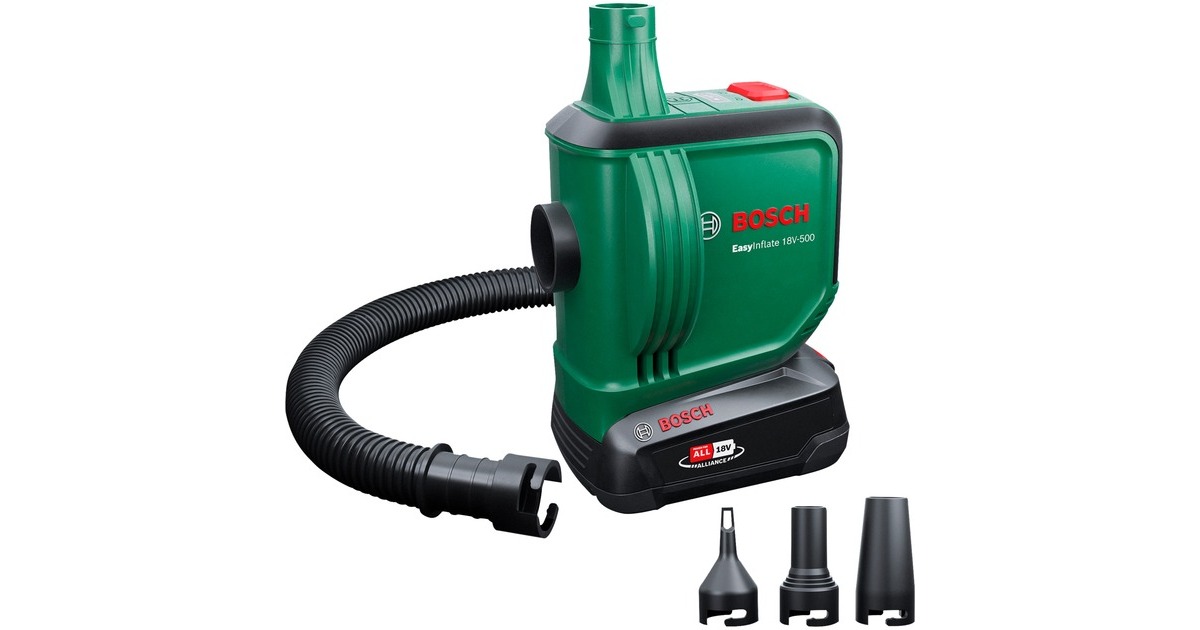Bosch Akku-Luftpumpe EasyInflate 18V-500, 18Volt(grün/schwarz, Li-Ionen Akku 2,0Ah, POWER FOR ALL ALLIANCE)