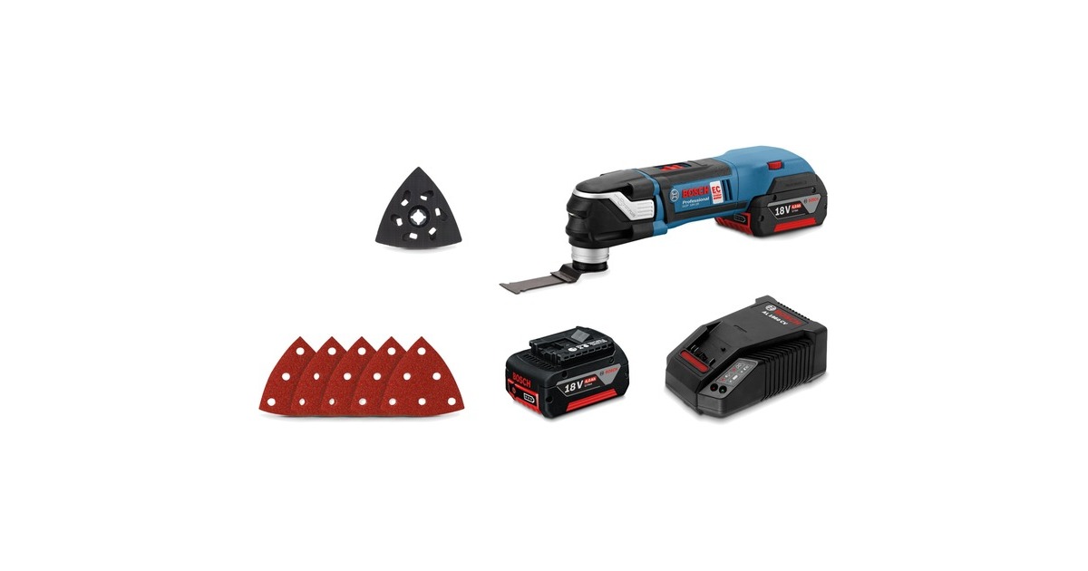 Bosch Akku-Multi-Cutter GOP 18V-28 Professional, 18Volt, Multifunktions-Werkzeug(blau/schwarz, 2x Li-Ionen Akku 5,0Ah, L-BOXX)