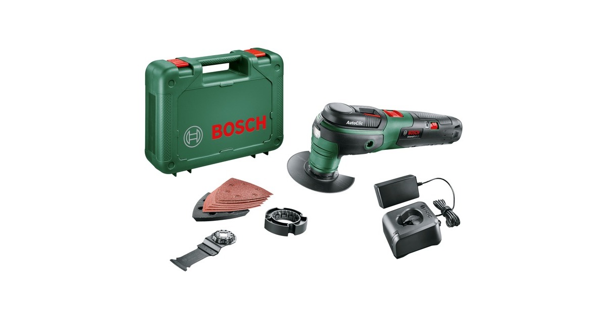 Bosch Akku-Multifunktions-Werkzeug UniversalMulti 12, 12Volt(grün/schwarz, Li-Ion-Akku 2,0Ah, im Koffer)