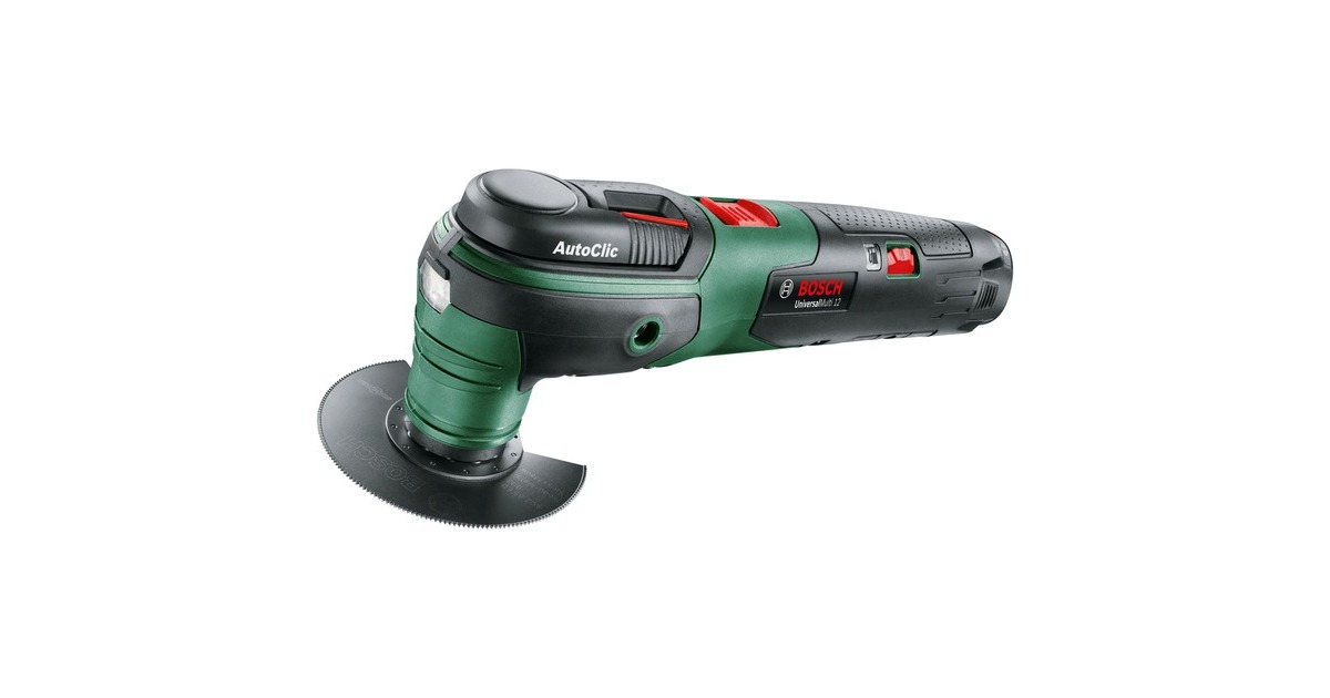 Bosch Akku-Multifunktions-Werkzeug UniversalMulti 12, 12Volt(grün/schwarz, Li-Ion-Akku 2,0Ah, im Koffer)