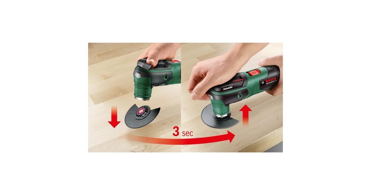 Bosch Akku-Multifunktions-Werkzeug UniversalMulti 12, 12Volt(grün/schwarz, Li-Ion-Akku 2,0Ah, im Koffer)