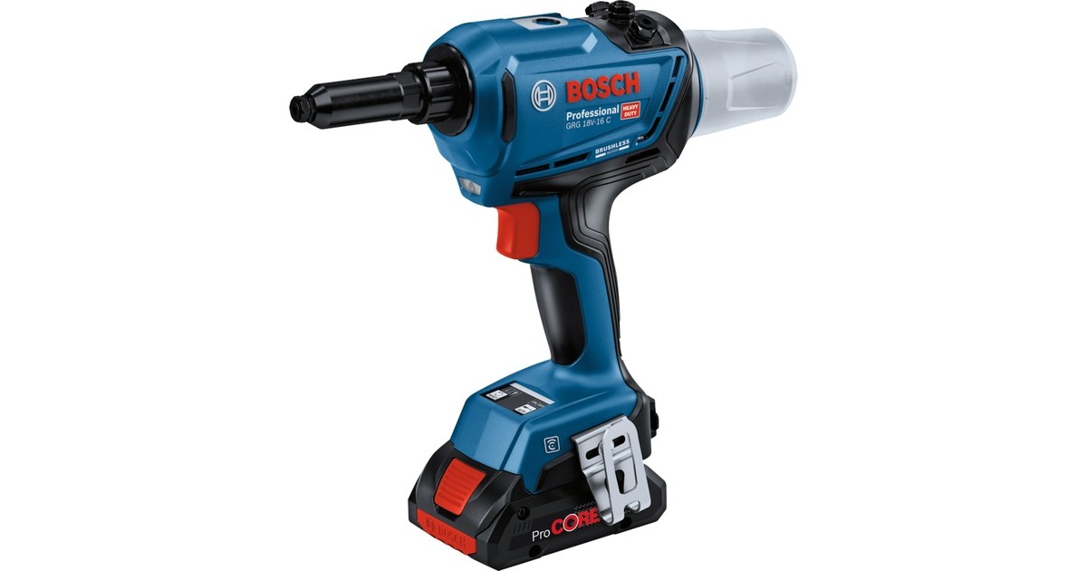 Bosch Akku-Nietpistole GRG 18V-16 C Professional, 18Volt(blau/schwarz, 2x Li-Ion Akku ProCORE18V 4,0Ah, in L-BOXX)