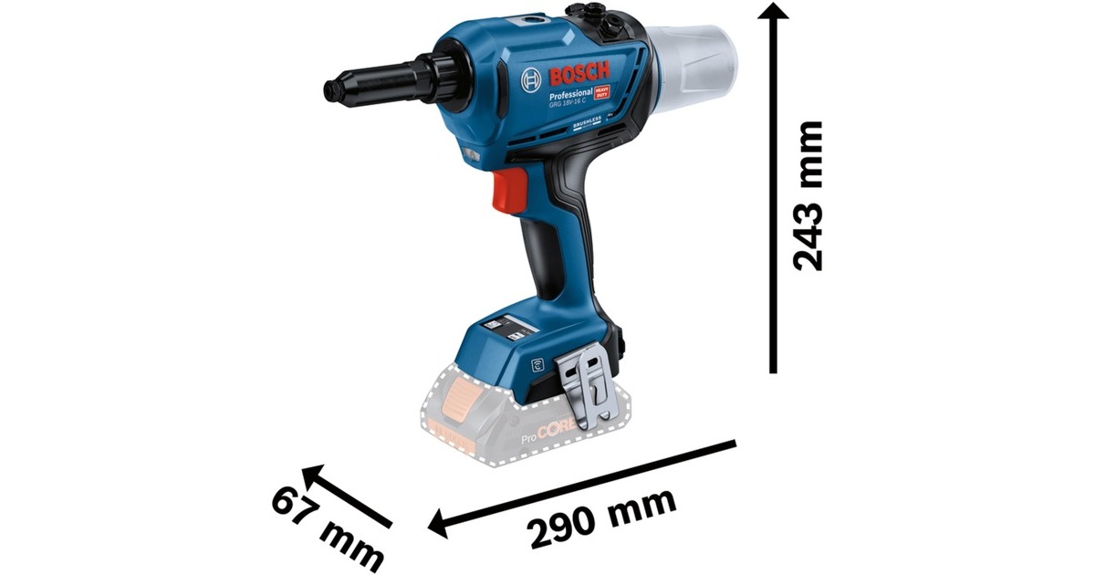 Bosch Akku-Nietpistole GRG 18V-16 C Professional solo, 18Volt(blau/schwarz, ohne Akku und Ladegerät)