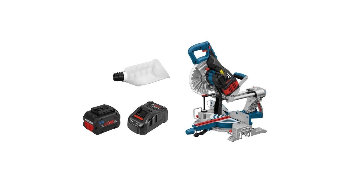 Bosch Akku-Paneelsäge BITURBO GCM 18V-216 Professional, 18Volt, Kapp-und Gehrungssäge(blau, 2x Akku ProCORE18V 8,0Ah)