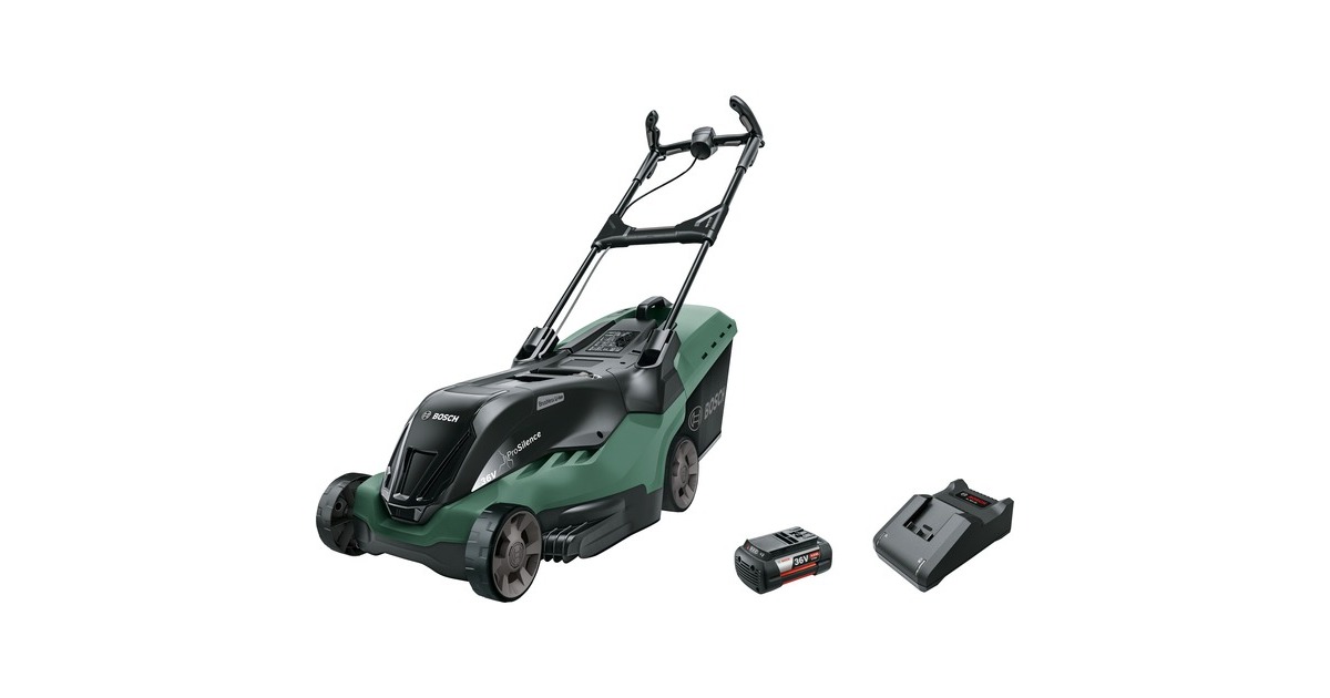 Bosch Akku-Rasenmäher AdvancedRotak 36-750, 36Volt(grün/schwarz, Li-Ionen Akku 4,0Ah, POWER FOR ALL)