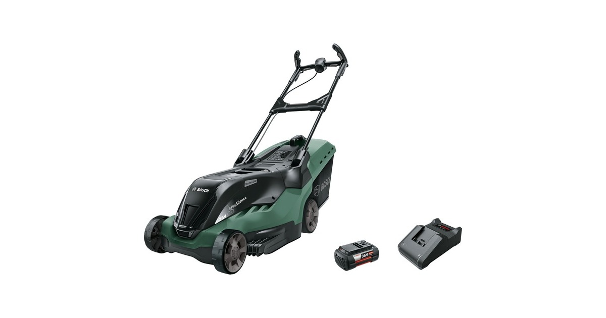 Bosch Akku-Rasenmäher AdvancedRotak 36-850, 36Volt(grün/schwarz, Li-Ionen Akku 6,0Ah, POWER FOR ALL)