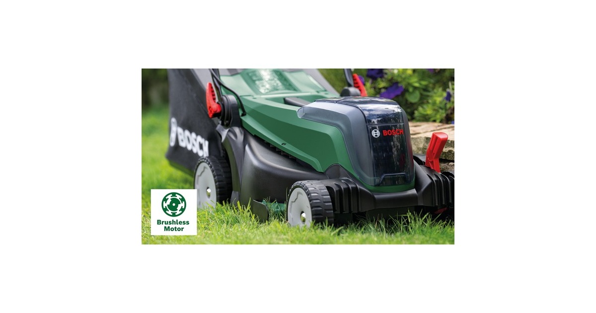 Bosch Akku-Rasenmäher UniversalRotak 2x18V-37-550, 36Volt (2x18V)(grün/schwarz, 2x Li-Ionen Akku 4,0Ah, POWER FOR ALL ALLIANCE)