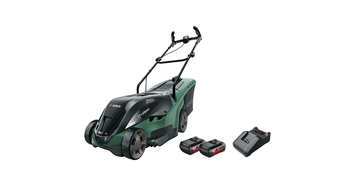 Bosch Akku-Rasenmäher UniversalRotak 36-560, 36Volt(grün/schwarz, 2x Li-Ionen Akku 2,0Ah) Bosch Akku-Rasenmäher UniversalRotak 36-560, 36Volt(grün/schwarz, 2x Li-Ionen Akku 2,0Ah)