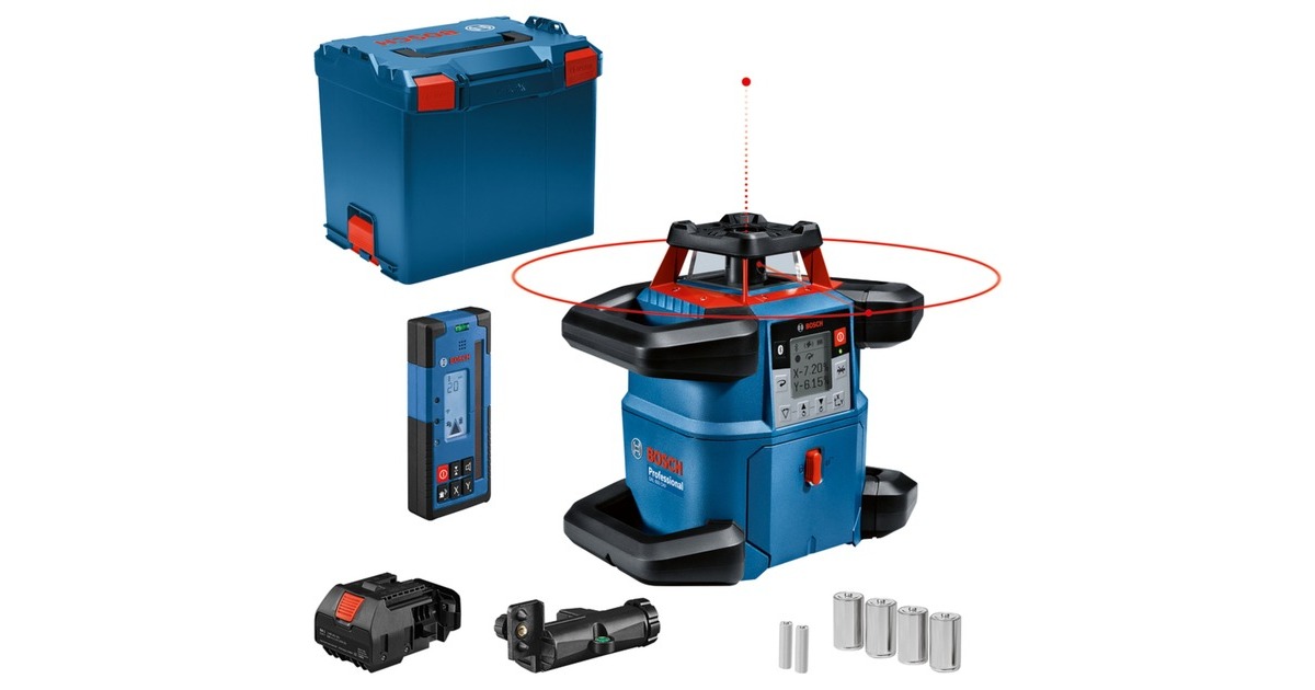Bosch Akku-Rotationslaser GRL 600 CHV Professional, 18Volt(blau, ohne Akku und Ladegerät, rote Laserlinie, in L-BOXX)
