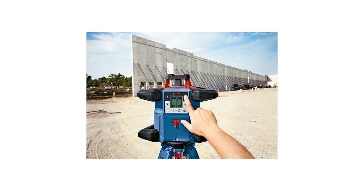 Bosch Akku-Rotationslaser GRL 600 CHV Professional, 18Volt, mit Baustativ(blau, Akku ProCORE18V 4,0Ah, Koffer, rote Laserlinie)