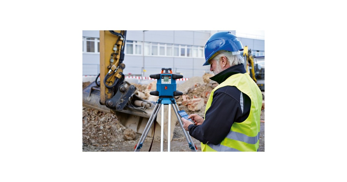 Bosch Akku-Rotationslaser GRL 600 CHV Professional, 18Volt, mit Halterung(blau, Akku ProCORE18V 4,0Ah, Koffer, rote Laserlinie)