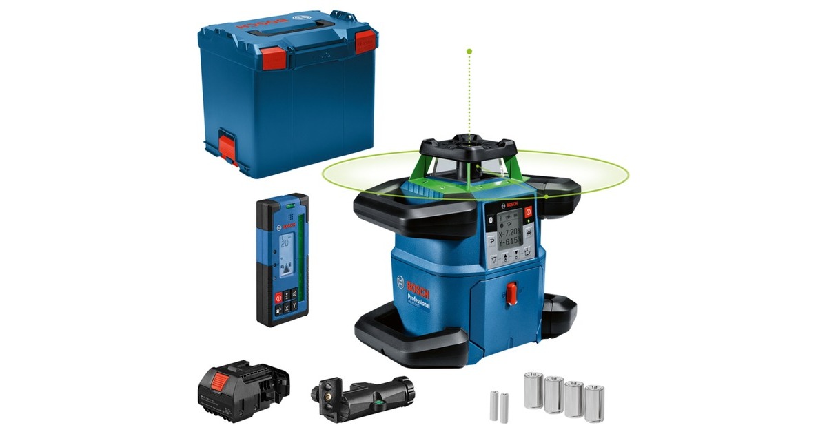 Bosch Akku-Rotationslaser GRL 650 CVHG Professional, 18Volt(blau, ohne Akku und Ladegerät, grüne Laserlinie, in L-BOXX)