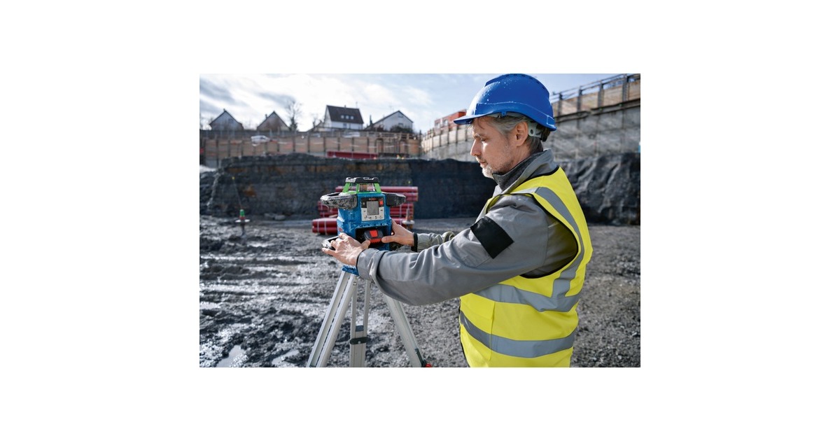 Bosch Akku-Rotationslaser GRL 650 CVHG Professional, 18Volt, mit Baustativ(blau, Akku ProCORE18V 4,0Ah, Koffer, grüne Laserlinie)