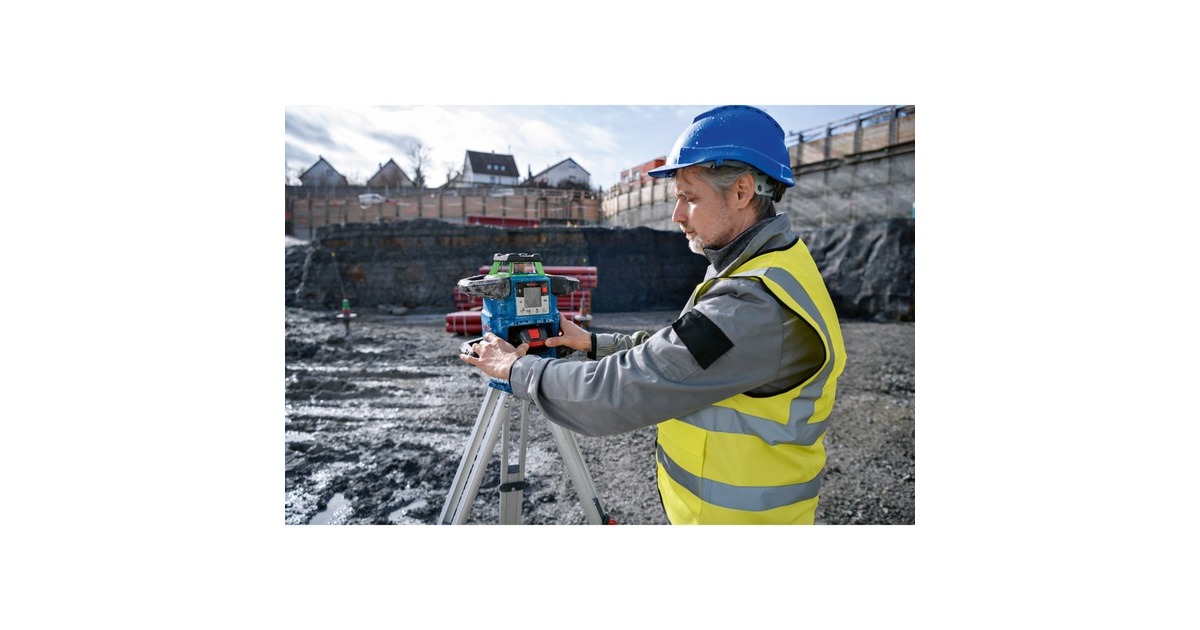 Bosch Akku-Rotationslaser GRL 650 CVHG Professional, 18Volt, mit Baustativ(blau, Akku ProCORE18V 4,0Ah, Koffer, grüne Laserlinie)