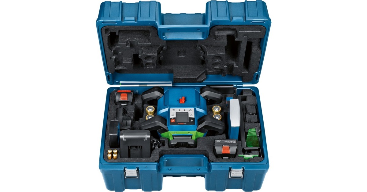 Bosch Akku-Rotationslaser GRL 650 CVHG Professional, 18Volt, mit Halterung(blau, Akku ProCORE18V 4,0Ah, Koffer, grüne Laserlinie)