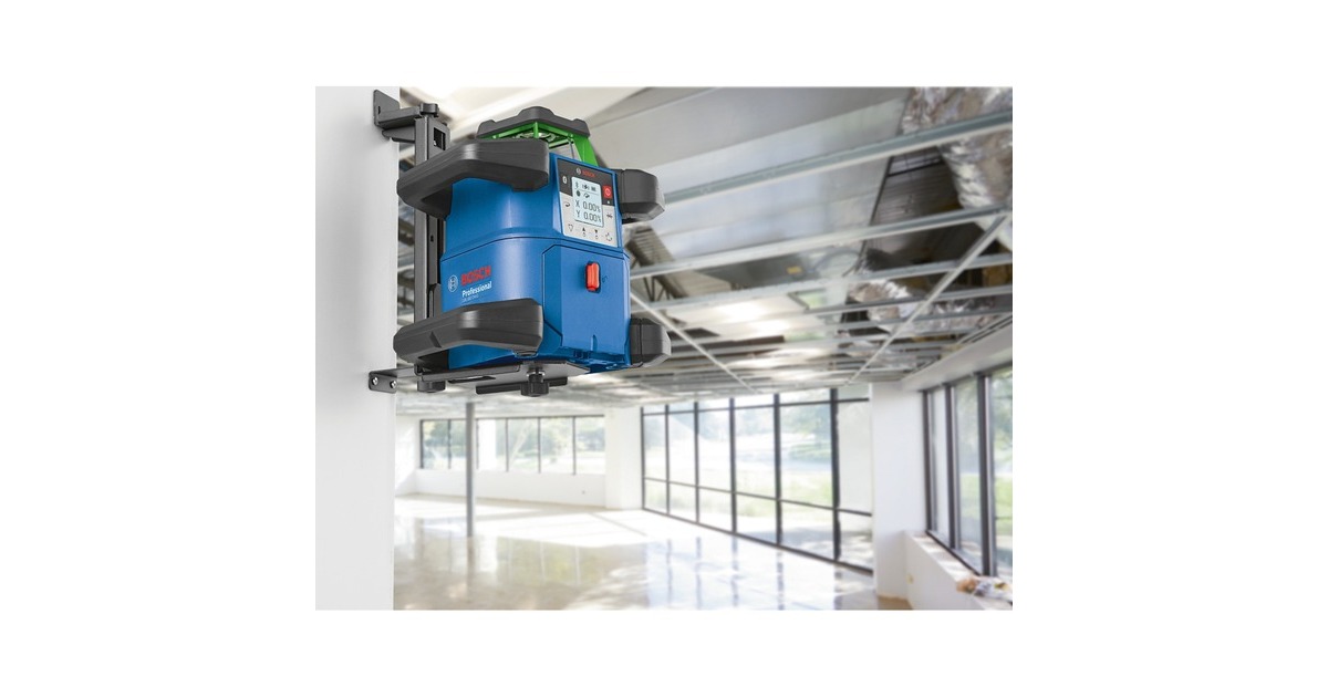 Bosch Akku-Rotationslaser GRL 650 CVHG Professional, 18Volt, mit Halterung(blau, Akku ProCORE18V 4,0Ah, Koffer, grüne Laserlinie)