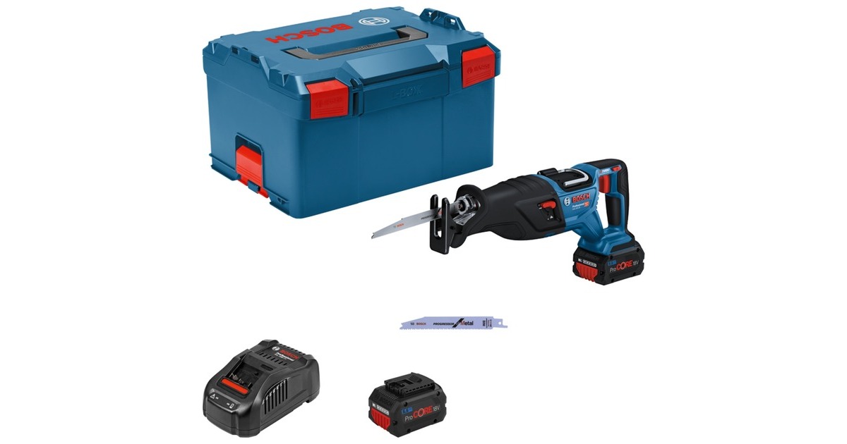 Bosch Akku-Säbelsäge BITURBO GSA 18V-28 Professional(blau/schwarz, 2x Akku ProCORE18V 5,5Ah, in L-BOXX)