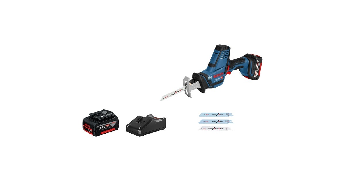 Bosch Akku-Säbelsäge GSA 18V-LI C Professional, 18Volt(blau/schwarz, 2x Li-Ionen Akku 5,0Ah, in L-BOXX)