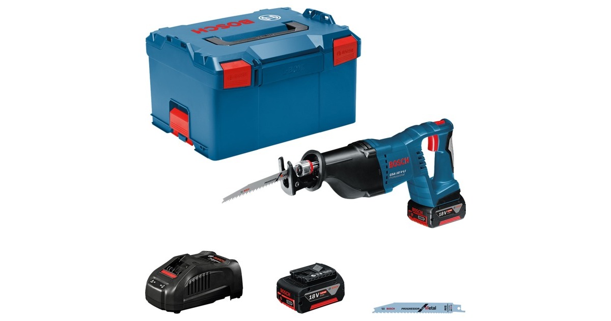 Bosch Akku-Säbelsäge GSA 18 V-LI Professional, 18 Volt(blau/schwarz, 2x Li-Ionen Akku 5,0Ah, in L-BOXX)