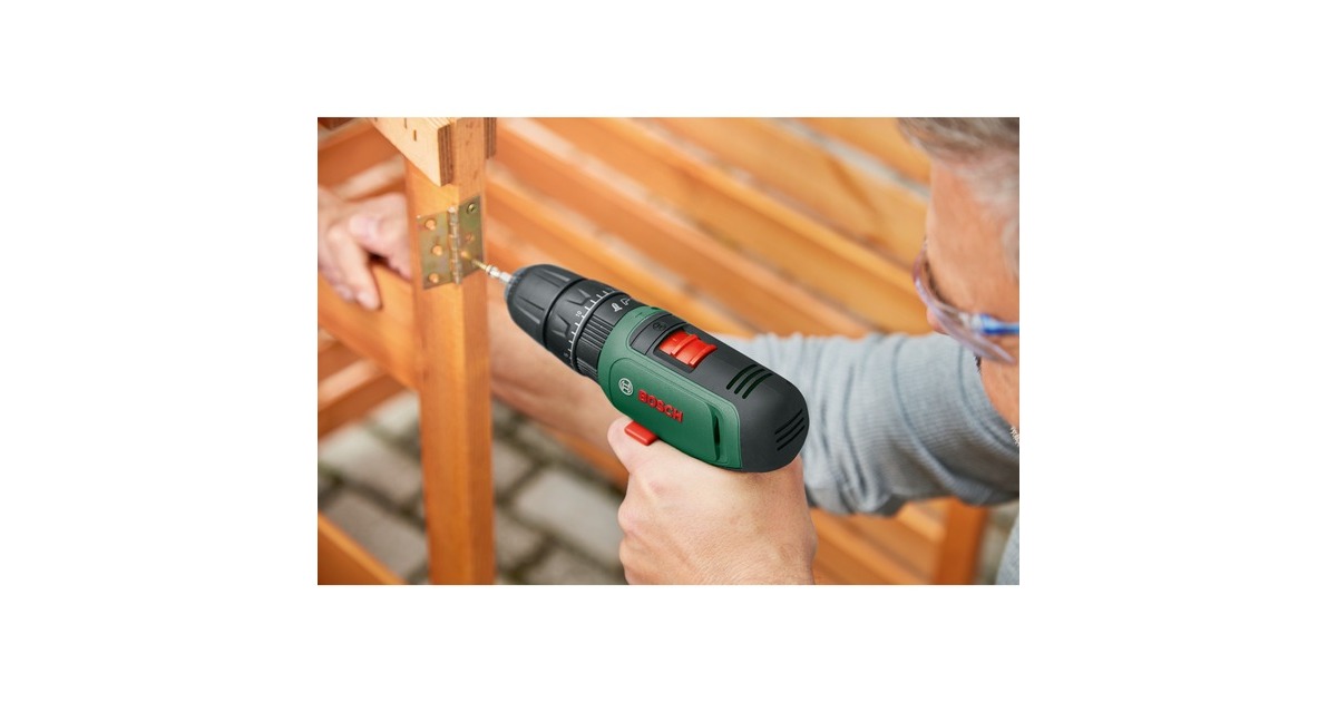 Bosch Akku-Schlagbohrschrauber EasyImpact 1200 + Bit- und Bohrer-Set(grün/schwarz, 2x Li-Ionen Akku 1,5Ah, Koffer)