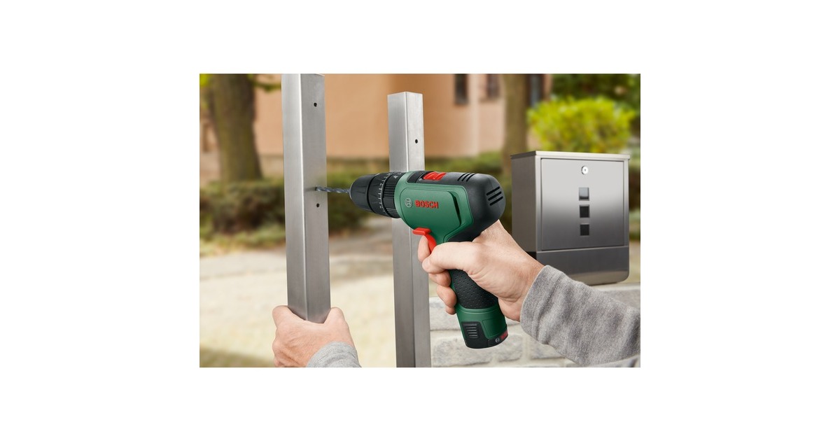 Bosch Akku-Schlagbohrschrauber EasyImpact 1200 + Bit- und Bohrer-Set(grün/schwarz, 2x Li-Ionen Akku 1,5Ah, Koffer)