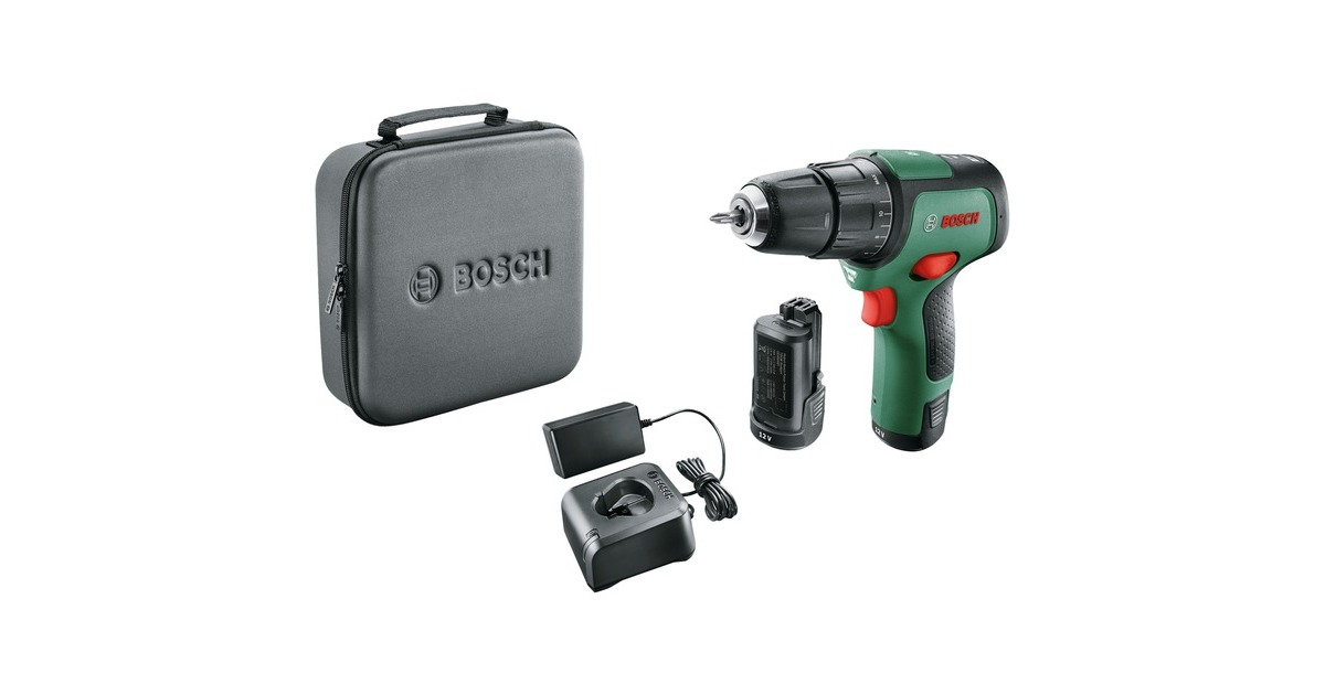 Bosch Akku-Schlagbohrschrauber EasyImpact 12, 12Volt, Schlagbohrmaschine(grün/schwarz, 2x Li-Ionen Akku 2,0Ah)