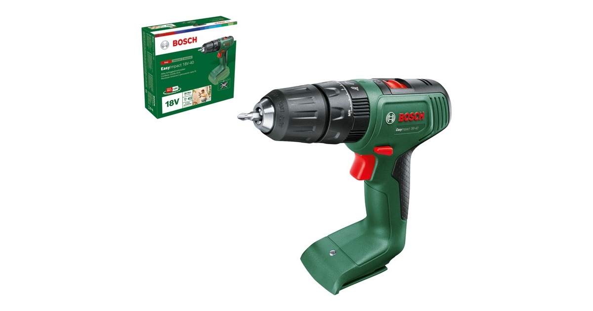 Bosch Akku-Schlagbohrschrauber EasyImpact 18V-40(grün/schwarz, ohne Akku und Ladegerät, POWER FOR ALL ALLIANCE)