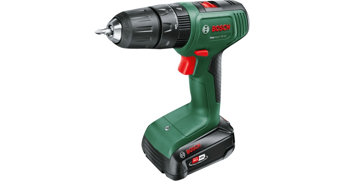 Bosch Akku-Schlagbohrschrauber EasyImpact 18V-40(grün/schwarz, Li-Ionen Akku 1,5Ah, Koffer, POWER FOR ALL ALLIANCE)