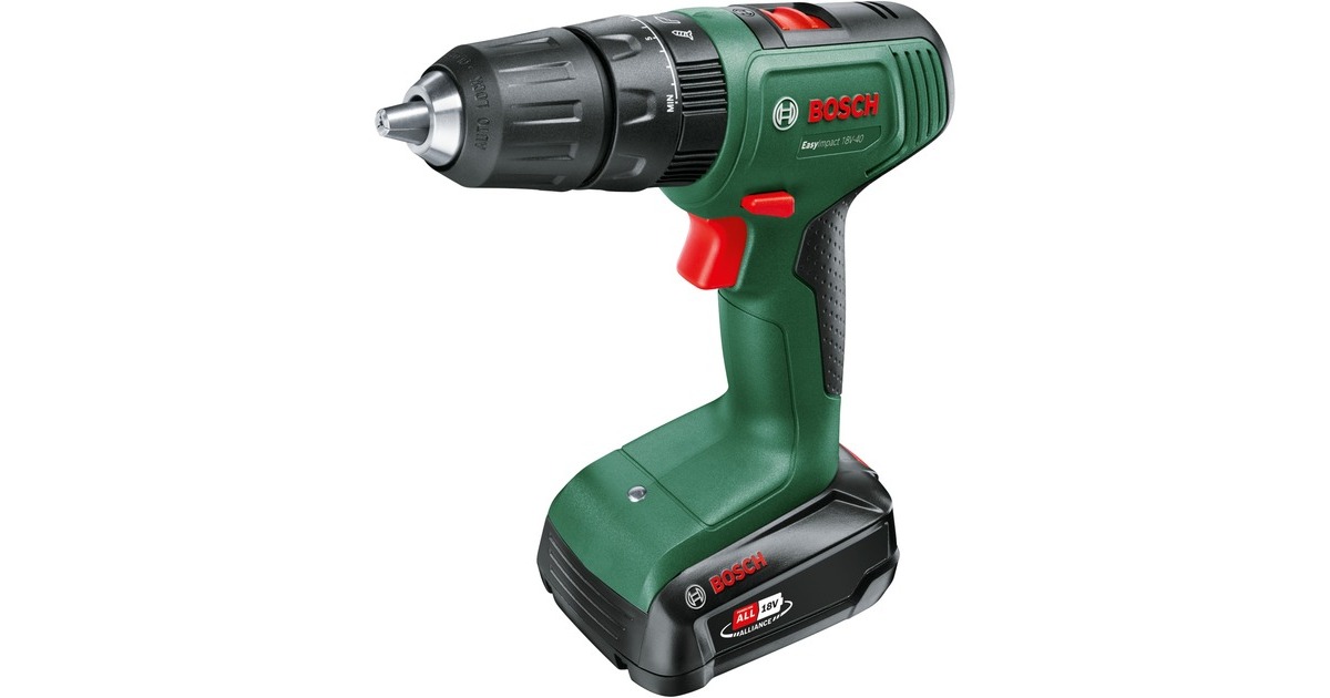 Bosch Akku-Schlagbohrschrauber EasyImpact 18V-40 + SystemBox(grün/schwarz, 2x Li-Ionen Akku 1,5Ah, POWER FOR ALL ALLIANCE)