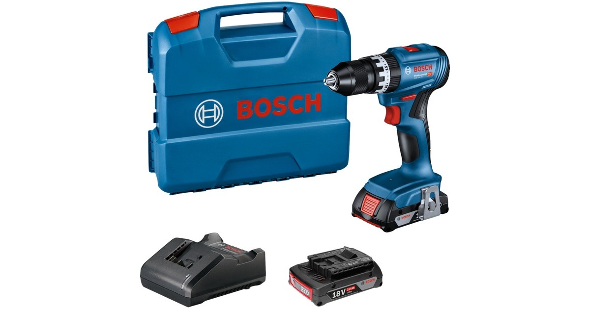 Bosch Akku-Schlagbohrschrauber GSB 18V-45 Professional, 18Volt(blau/schwarz, 2x Li-Ionen Akku 2,0Ah, in L-Case)