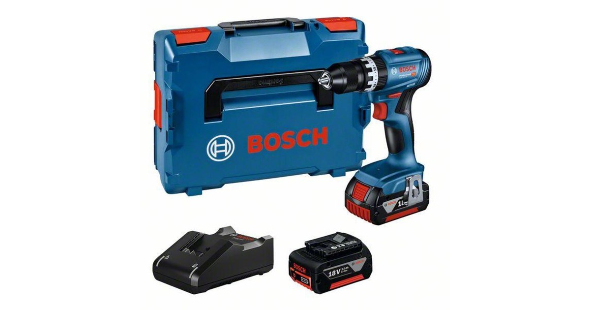 Bosch Akku-Schlagbohrschrauber GSB 18V-45 Professional, 18Volt(blau/schwarz, 2x Li-Ionen Akku 3,0Ah, in L-BOXX)
