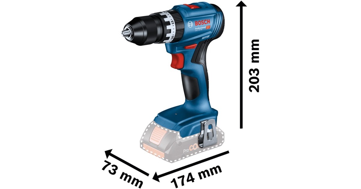 Bosch Akku-Schlagbohrschrauber GSB 18V-45 Professional solo, 18Volt(blau/schwarz, ohne Akku und Ladegerät)