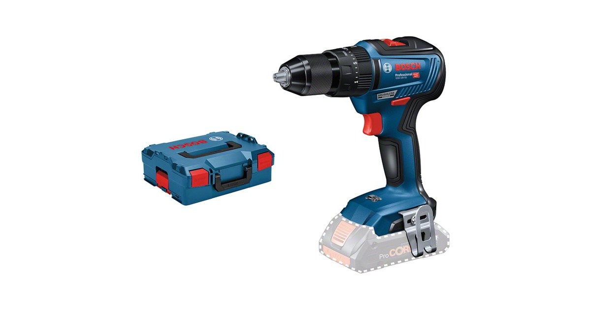 Bosch Akku-Schlagbohrschrauber GSB 18V-55 Professional solo, 18Volt(blau/schwarz, ohne Akku und Ladegerät, in L-BOXX)