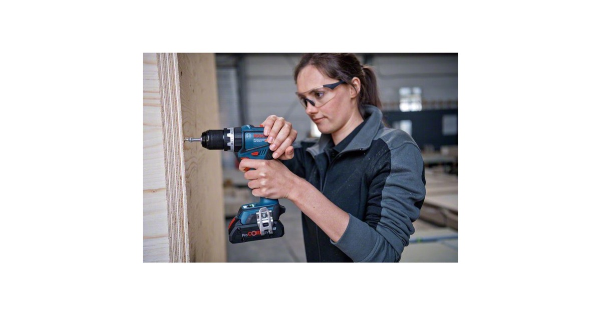 Bosch Akku-Schlagbohrschrauber GSB 18V-90 C Professional, 18Volt(blau/schwarz, 2x Li-Ion Akku ProCORE18V 4,0Ah, Bluetooth Modul, in L-BOXX)