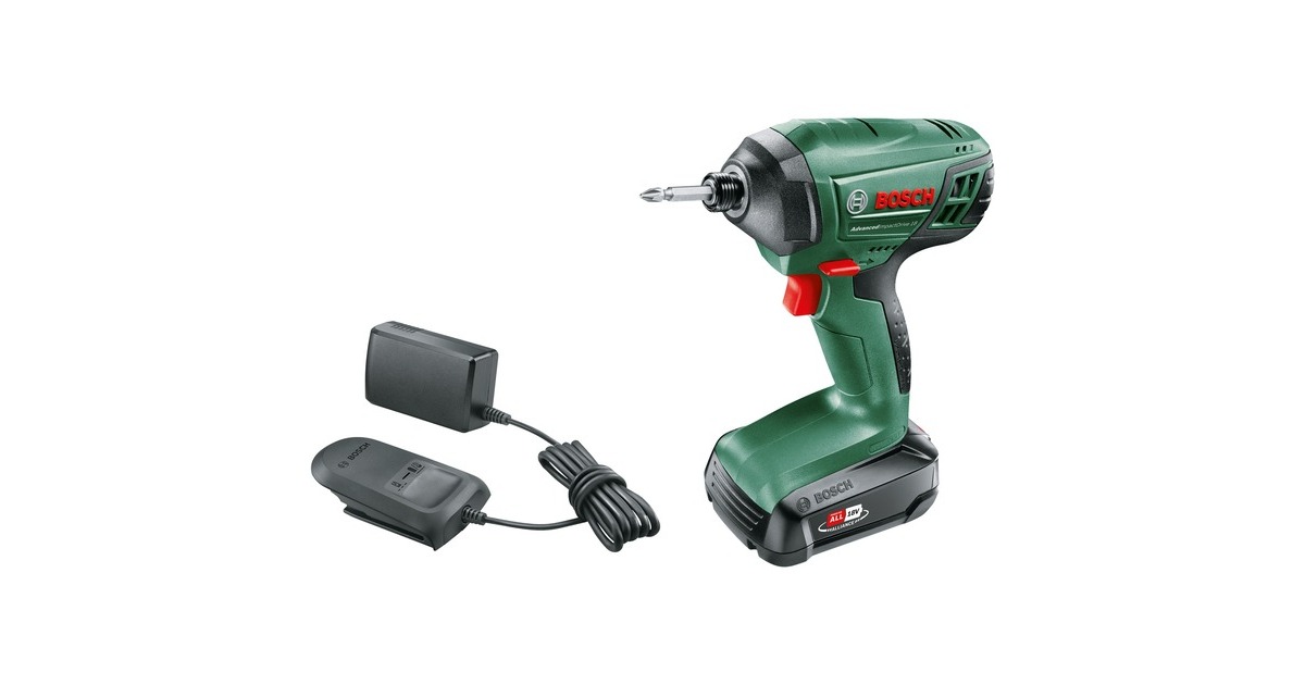 Bosch Akku-Schlagschrauber AdvancedImpactDrive 18(grün/schwarz, Li-Ionen Akku 1,5Ah, POWER FOR ALL ALLIANCE)