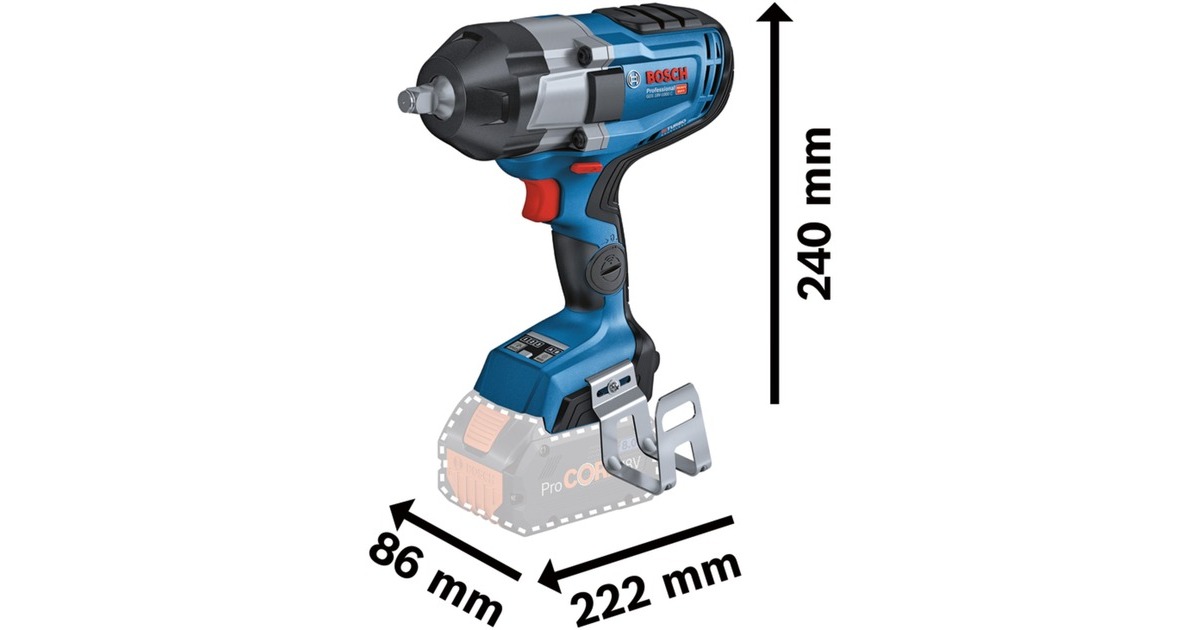 Bosch Akku-Schlagschrauber BITURBO GDS 18V-1000 C Professional solo, 18Volt(blau/schwarz, Bluetooth Modul, ohne Akku und Ladegerät, 1/2