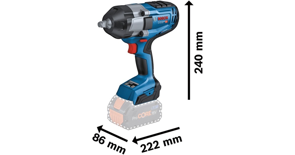 Bosch Akku-Schlagschrauber BITURBO GDS 18V-1000 Professional, 18Volt(blau/schwarz, 2x Akku ProCORE18V 8,0Ah, 1/2
