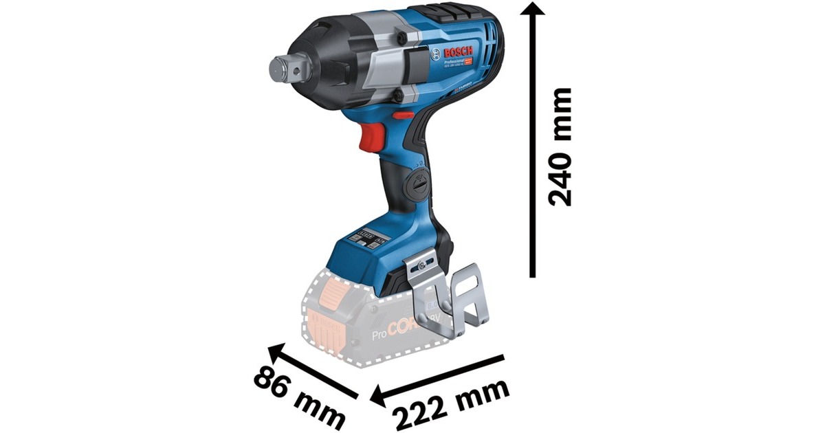 Bosch Akku-Schlagschrauber BITURBO GDS 18V-1050 HC Professional solo, 18Volt(blau/schwarz, ohne Akku und Ladegerät, 3/4