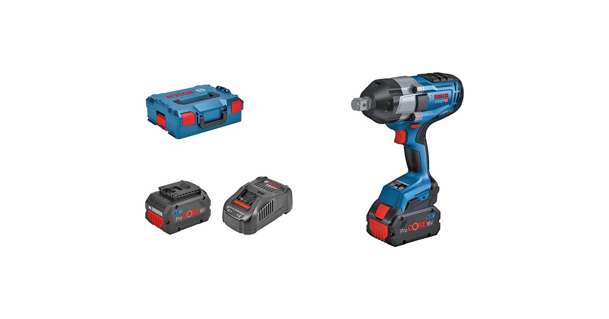 Bosch Akku-Schlagschrauber BITURBO GDS 18V-1050 H Professional, 18Volt(blau/schwarz, 2x Akku ProCORE18V 5,5Ah, 3/4", in L-BOXX)