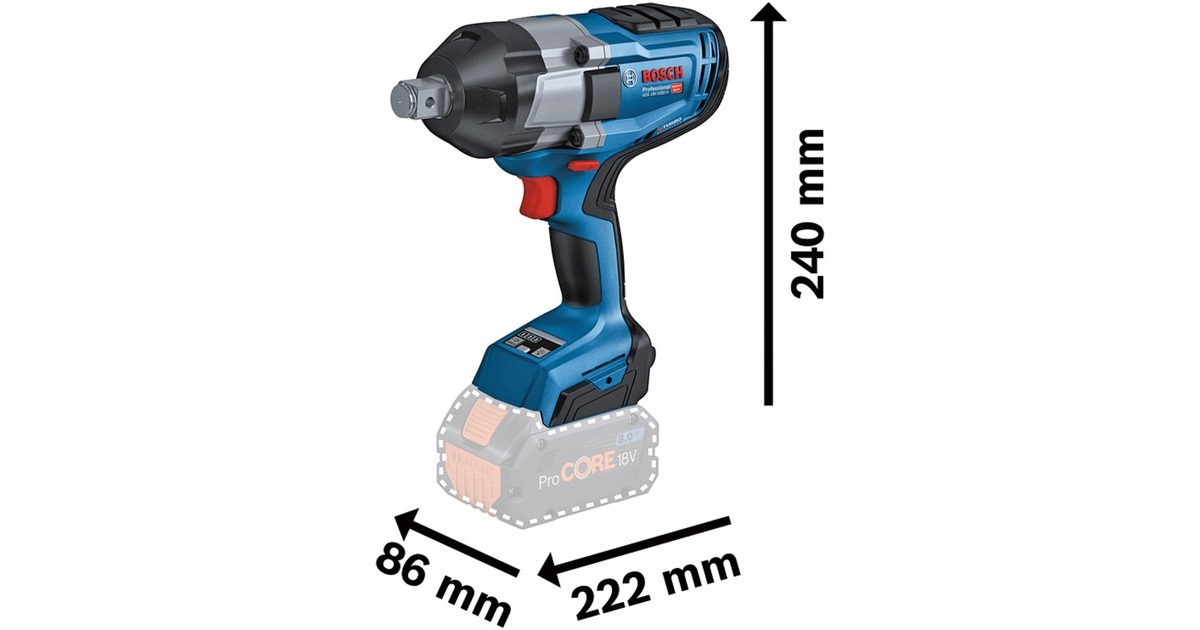 Bosch Akku-Schlagschrauber BITURBO GDS 18V-1050 H Professional, 18Volt(blau/schwarz, 2x Akku ProCORE18V 5,5Ah, 3/4