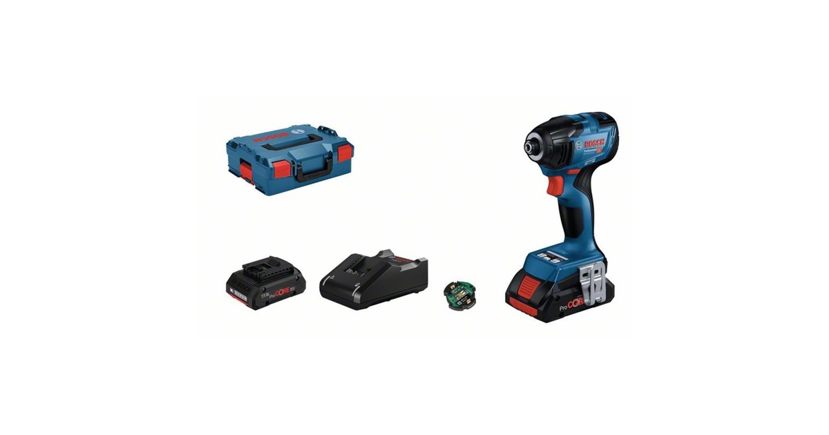 Bosch Akku-Schlagschrauber GDR 18V-210 C Professional, 18Volt(blau/schwarz, 2x Li-Ion Akku ProCORE18V 4,0Ah, Bluetooth Modul, L-BOXX)