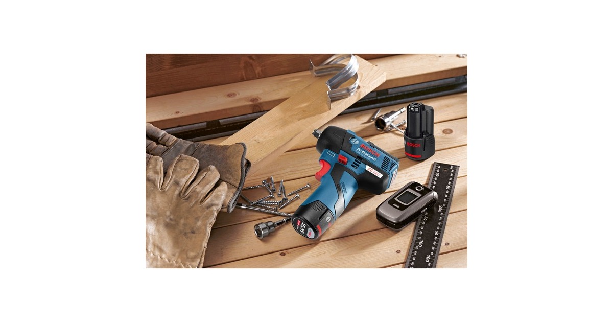 Bosch Akku-Schlagschrauber GDS 12V-115 Professional, 12Volt(blau/schwarz, 2x Li-Ionen Akku 3,0Ah, in L-BOXX)