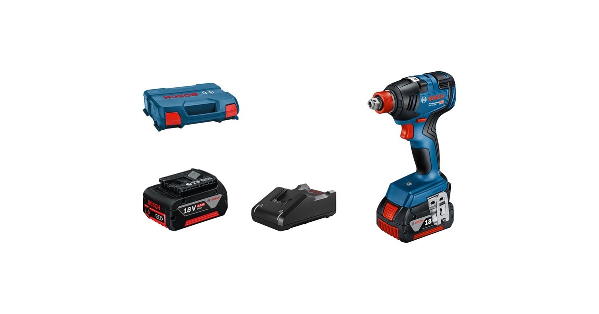 Bosch Akku-Schlagschrauber GDX 18V-200 Professional, 18Volt(blau/schwarz, 2x Li-Ion Akku ProCORE18V 4,0Ah, L-Case)