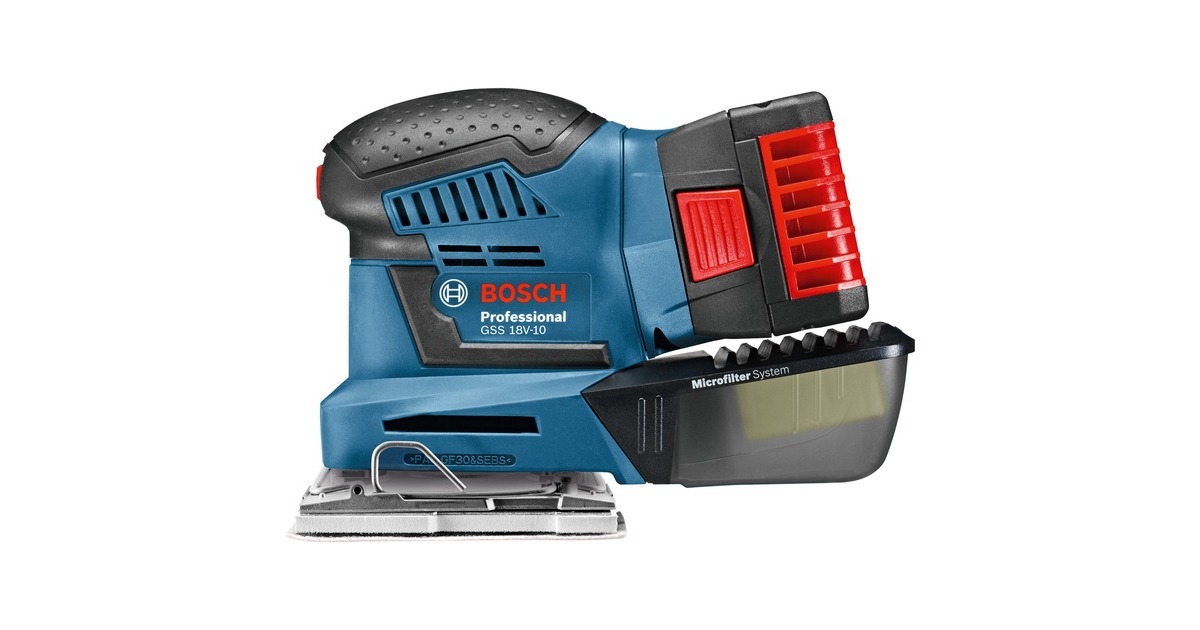 Bosch Akku-Schwingschleifer GSS 18V-10 Professional(blau, 2x Li-Ionen Akku 5,0Ah, in L-BOXX)