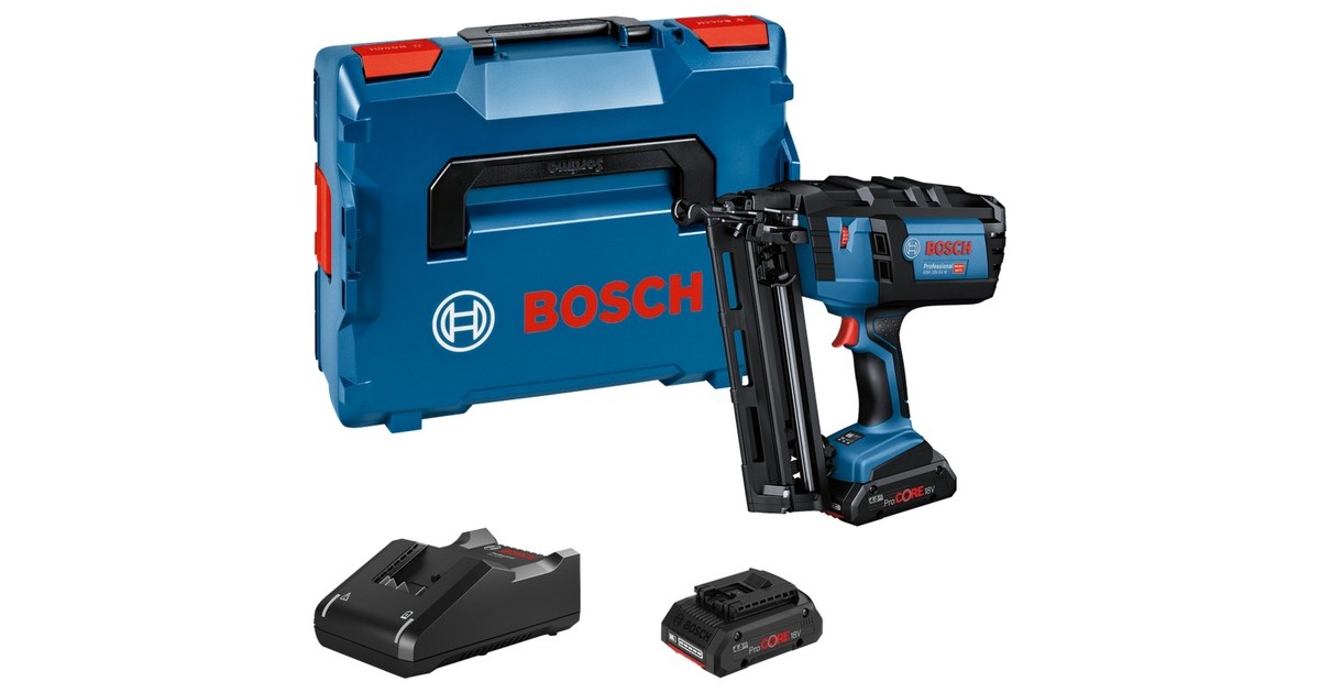 Bosch Akku-Stauchkopfnagler GNH 18V-64 M Professional, 18Volt(blau/schwarz, 2x Akku ProCORE18V 4,0Ah, in L-BOXX)