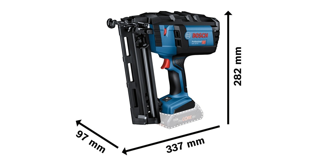 Bosch Akku-Stauchkopfnagler GNH 18V-64 Professional, 18Volt(blau/schwarz, 2x Akku ProCORE18V 4,0Ah, in L-BOXX)