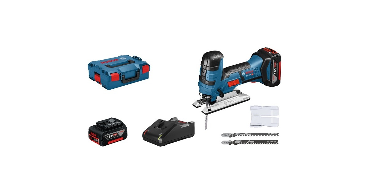 Bosch Akku-Stichsäge GST 18V-LI S Professional, 18 Volt(blau/schwarz, 2x Li-Ionen Akku 4,0Ah, in L-BOXX)
